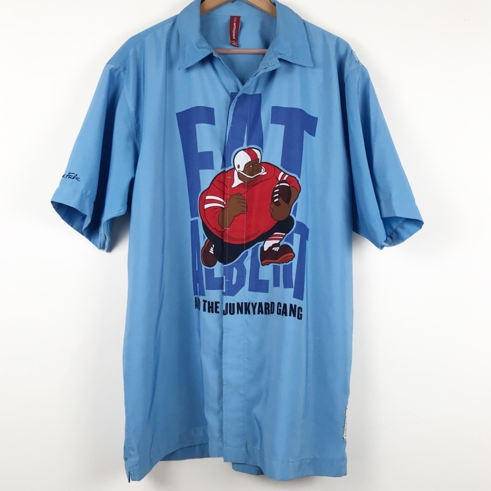Vintage Platinum FUBU Fat Albert and the Junkyard Gang Button Down Shirt Size XL
